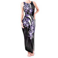 Plumeria Tribal Tattoo Tank Maxi Dress Purple Polynesian Pattern