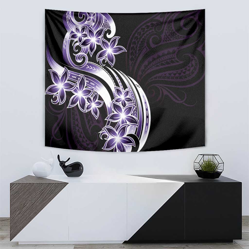 Plumeria Tribal Tattoo Tapestry Purple Polynesian Pattern