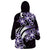 Plumeria Tribal Tattoo Wearable Blanket Hoodie Purple Polynesian Pattern