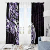 Plumeria Tribal Tattoo Window Curtain Purple Polynesian Pattern