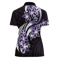 Plumeria Tribal Tattoo Women Polo Shirt Purple Polynesian Pattern