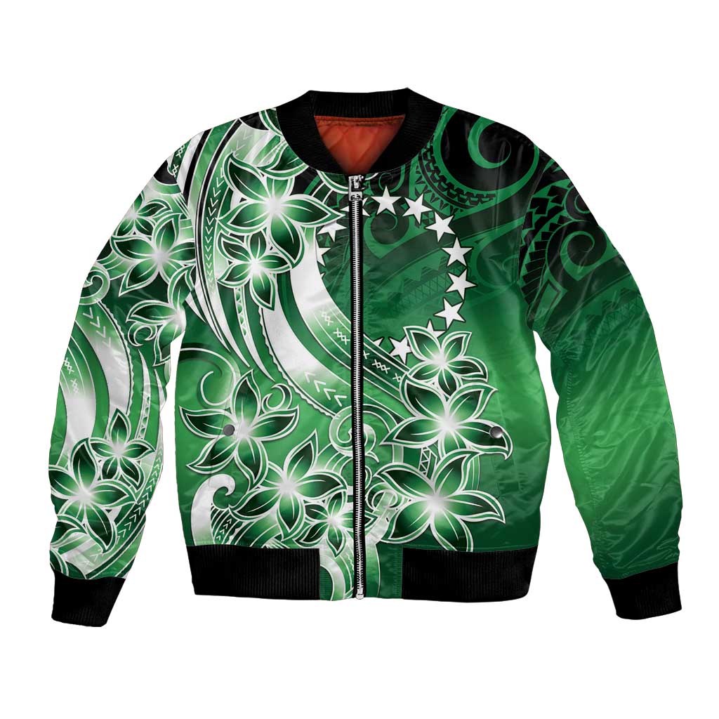 Cook Islands Tattoo Bomber Jacket Plumeria Polynesian Pattern