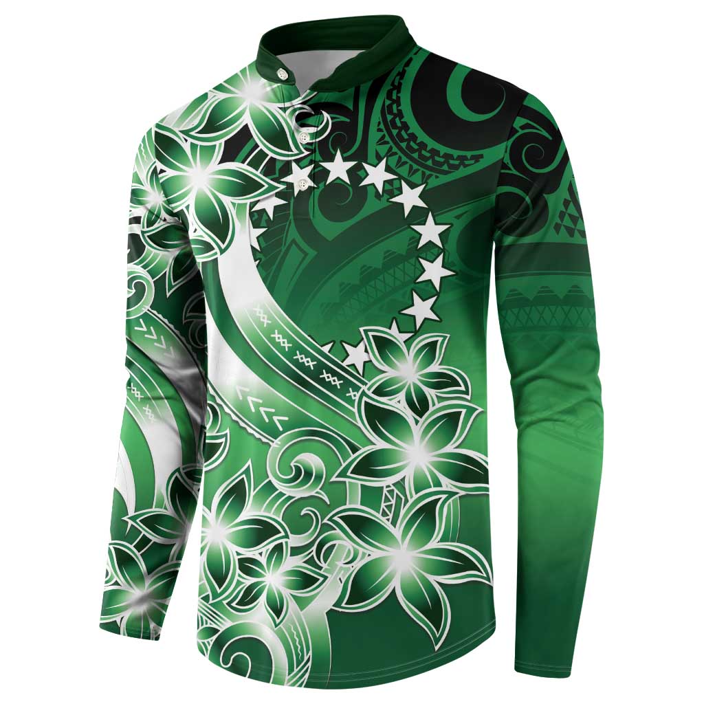 Cook Islands Tattoo Button Sweatshirt Plumeria Polynesian Pattern