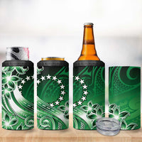 Cook Islands Tattoo 4 in 1 Can Cooler Tumbler Plumeria Polynesian Pattern