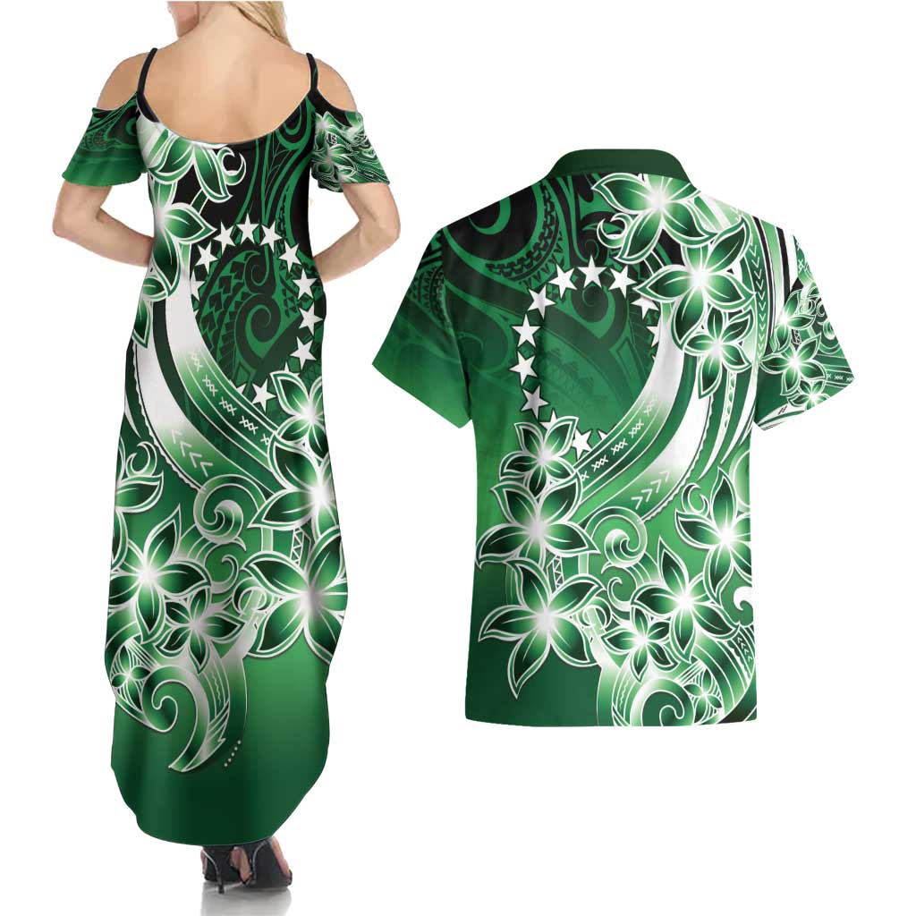 Cook Islands Tattoo Couples Matching Summer Maxi Dress and Hawaiian Shirt Plumeria Polynesian Pattern