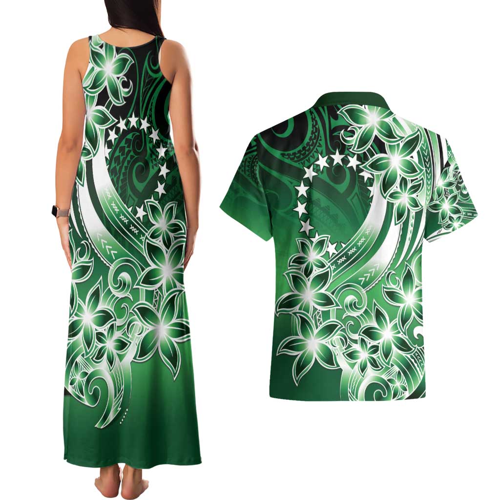 Cook Islands Tattoo Couples Matching Tank Maxi Dress and Hawaiian Shirt Plumeria Polynesian Pattern