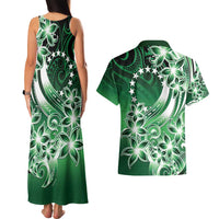 Cook Islands Tattoo Couples Matching Tank Maxi Dress and Hawaiian Shirt Plumeria Polynesian Pattern