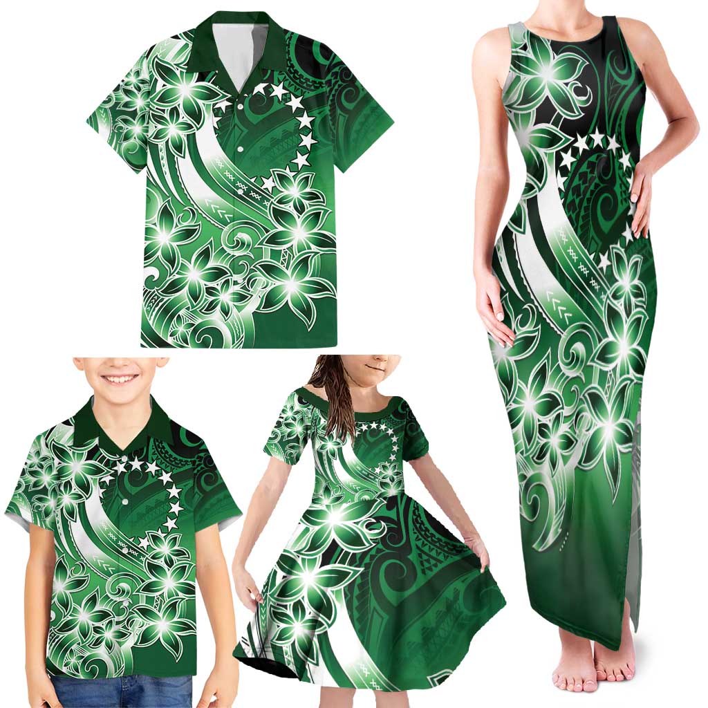 Cook Islands Tattoo Family Matching Tank Maxi Dress and Hawaiian Shirt Plumeria Polynesian Pattern