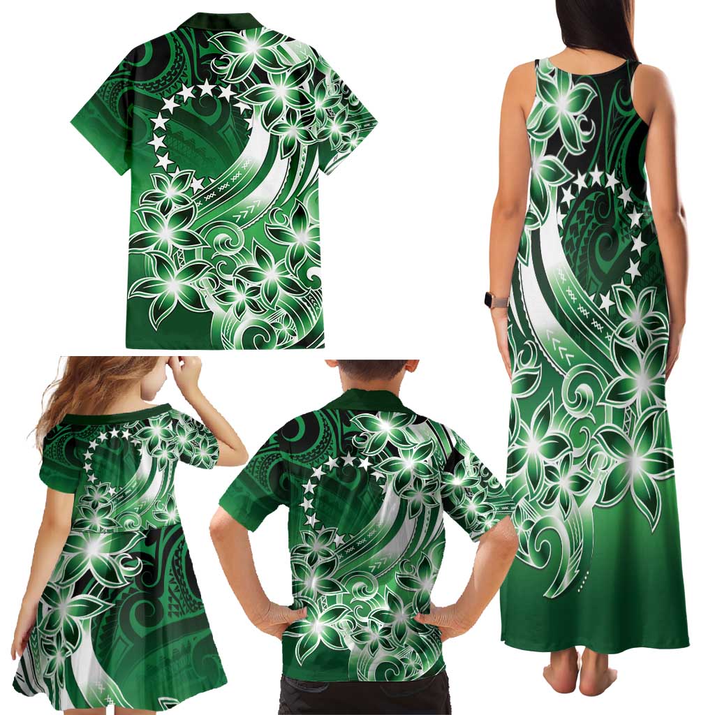 Cook Islands Tattoo Family Matching Tank Maxi Dress and Hawaiian Shirt Plumeria Polynesian Pattern