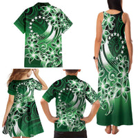 Cook Islands Tattoo Family Matching Tank Maxi Dress and Hawaiian Shirt Plumeria Polynesian Pattern