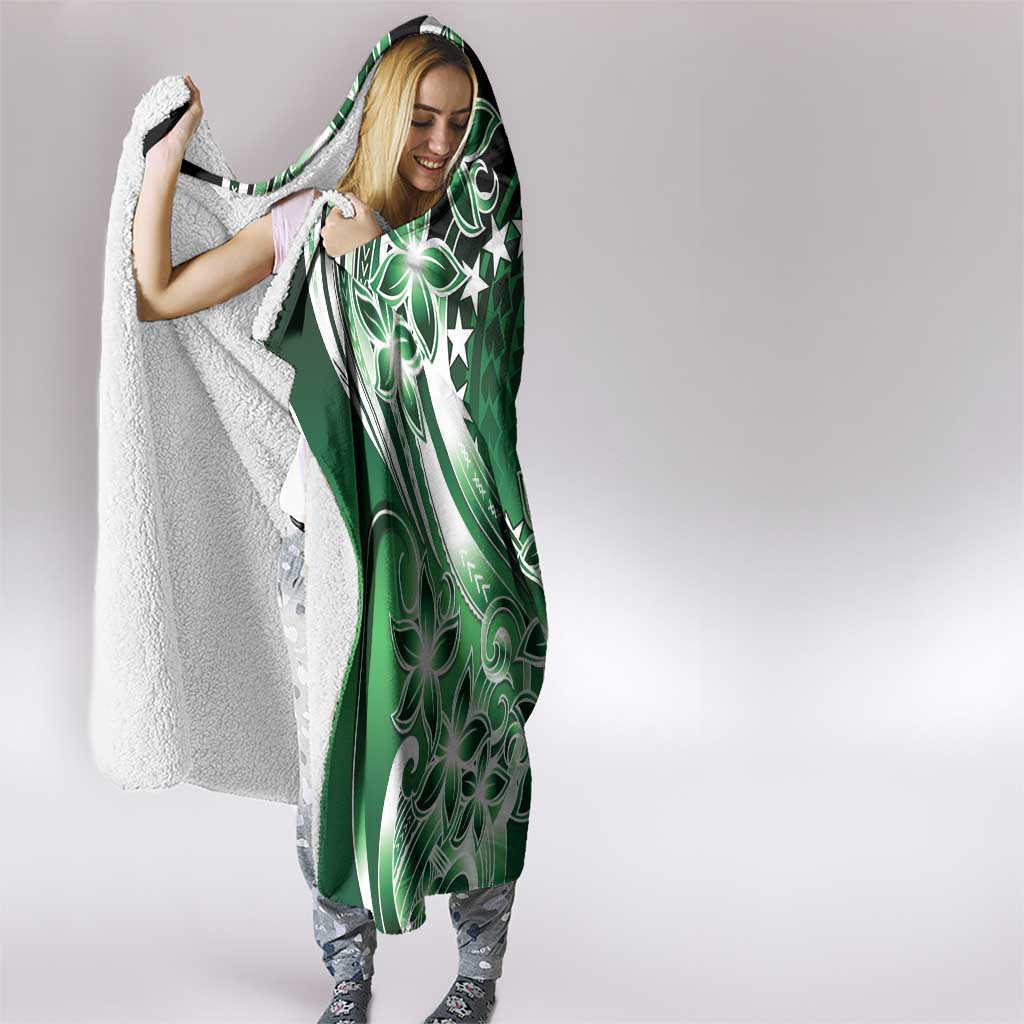 Cook Islands Tattoo Hooded Blanket Plumeria Polynesian Pattern