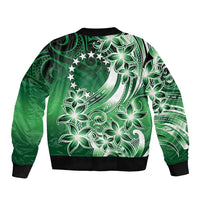 Cook Islands Tattoo Sleeve Zip Bomber Jacket Plumeria Polynesian Pattern