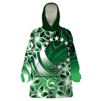 Cook Islands Tattoo Wearable Blanket Hoodie Plumeria Polynesian Pattern