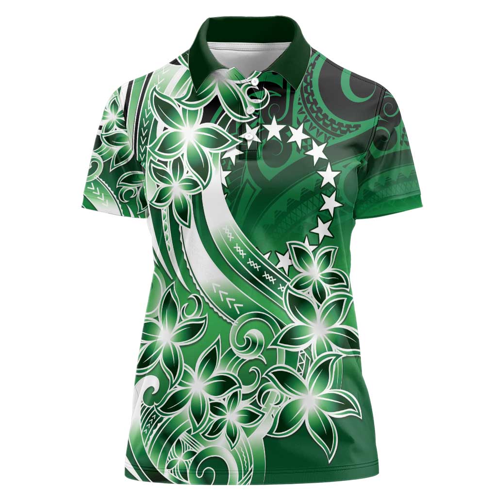 Cook Islands Tattoo Women Polo Shirt Plumeria Polynesian Pattern