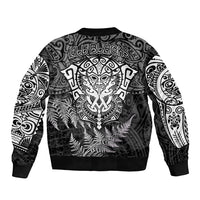 New Zealand Rugby Bomber Jacket Silver Fern All Black Mix Ta Moko White Style LT9 - Polynesian Pride