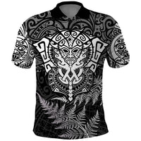 New Zealand Rugby Polo Shirt Silver Fern All Black Mix Ta Moko White Style LT9 White - Polynesian Pride