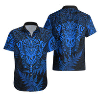 New Zealand Rugby Hawaiian Shirt Silver Fern All Black Mix Ta Moko Blue Style LT9 - Polynesian Pride