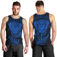 New Zealand Rugby Men Tank Top Silver Fern All Black Mix Ta Moko Blue Style LT9 - Polynesian Pride