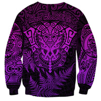 New Zealand Rugby Sweatshirt Silver Fern All Black Mix Ta Moko Purple Style LT9 - Polynesian Pride