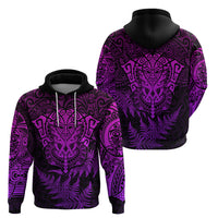Personalised New Zealand Rugby Hoodie Silver Fern All Black Mix Ta Moko Purple Style LT9 - Polynesian Pride