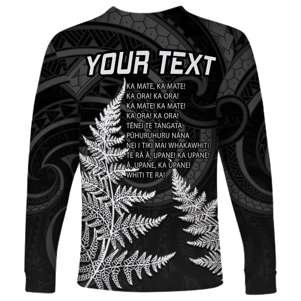 Personalised New Zealand Rugby Long Sleeve Shirt Aotearoa Ka Mate Haka All Black Mix Ta Moko White Style LT9 - Polynesian Pride