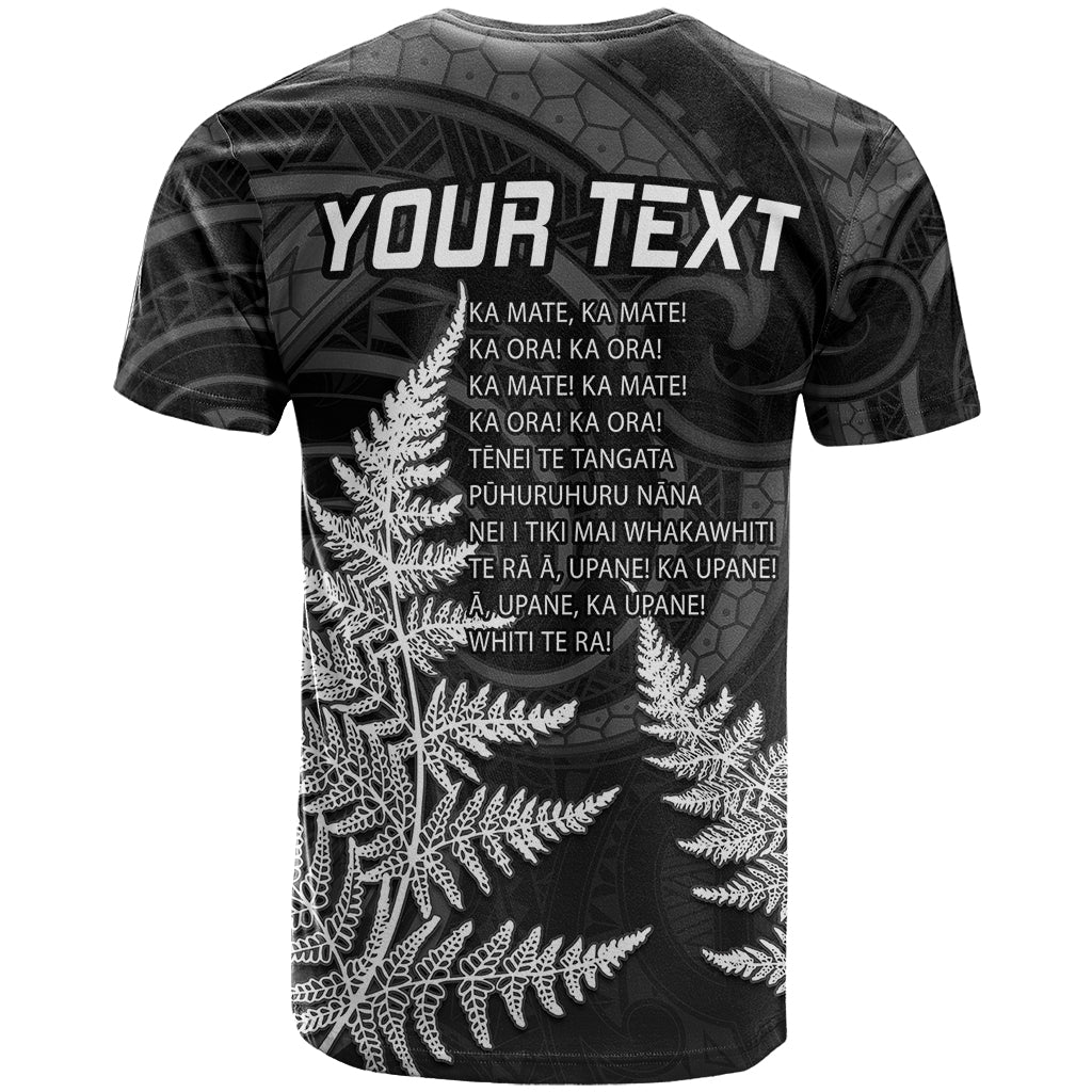 Personalised New Zealand Rugby T Shirt Aotearoa Ka Mate Haka All Black Mix Ta Moko White Style LT9 - Polynesian Pride