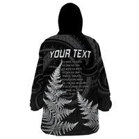 Personalised New Zealand Rugby Wearable Blanket Hoodie Aotearoa Ka Mate Haka All Black Mix Ta Moko White Style LT9 - Polynesian Pride
