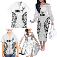 World Rugby Cook Islands Family Matching Off The Shoulder Long Sleeve Dress and Hawaiian Shirt Kukis Make History LT9 - Polynesian Pride