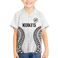World Rugby Cook Islands Family Matching Off The Shoulder Long Sleeve Dress and Hawaiian Shirt Kukis Make History LT9 Son's Shirt White - Polynesian Pride
