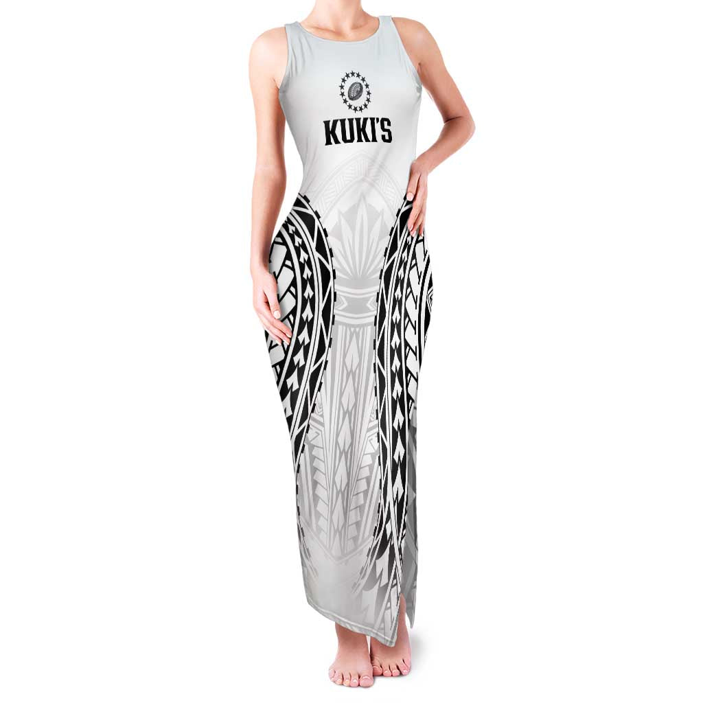 World Rugby Cook Islands Family Matching Tank Maxi Dress and Hawaiian Shirt Kukis Make History LT9 Mom's Dress White - Polynesian Pride