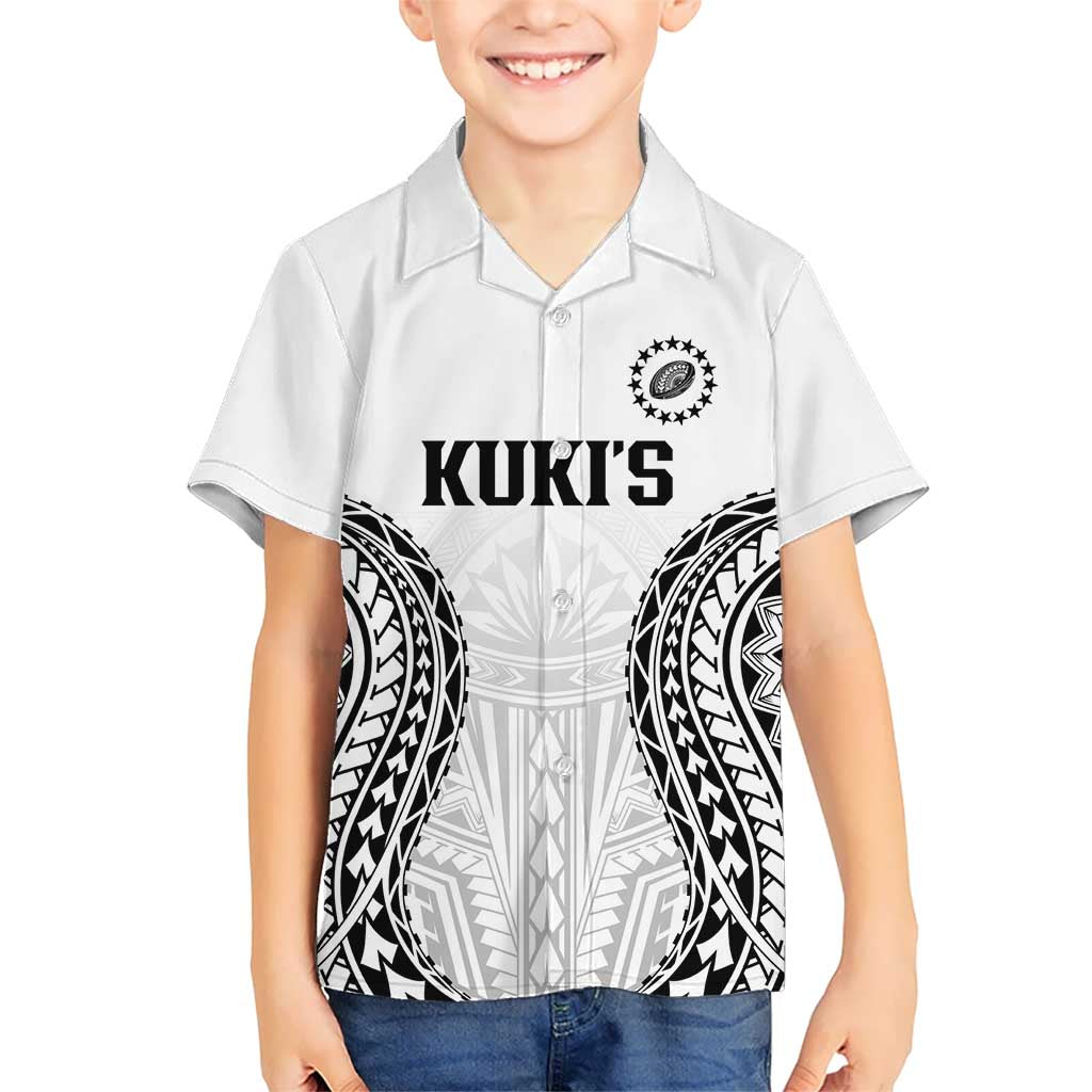 World Rugby Cook Islands Family Matching Tank Maxi Dress and Hawaiian Shirt Kukis Make History LT9 Son's Shirt White - Polynesian Pride