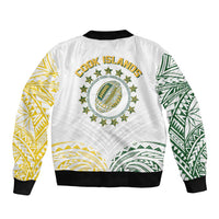 World Rugby Cook Islands Bomber Jacket White Polynesian Tribal Pattern - Polynesian Pride