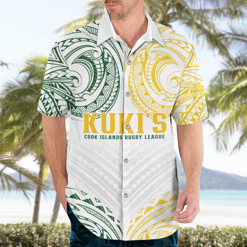 World Rugby Cook Islands Hawaiian Shirt White Polynesian Tribal Pattern - Polynesian Pride