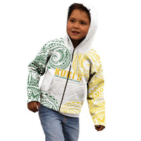 World Rugby Cook Islands Kid Hoodie White Polynesian Tribal Pattern - Polynesian Pride