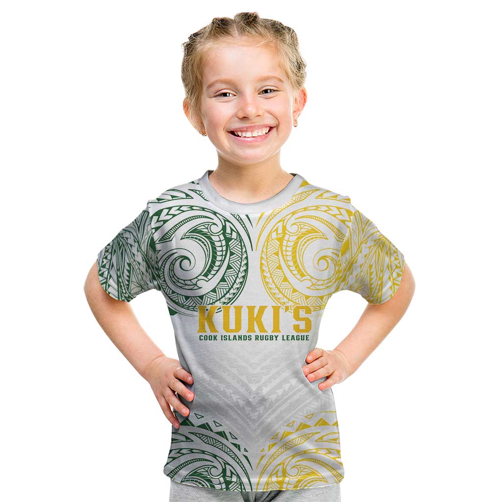 World Rugby Cook Islands Kid T Shirt White Polynesian Tribal Pattern - Polynesian Pride