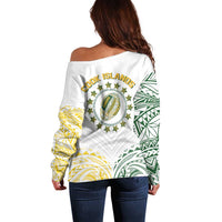 World Rugby Cook Islands Off Shoulder Sweater White Polynesian Tribal Pattern - Polynesian Pride