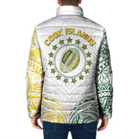 World Rugby Cook Islands Padded Jacket White Polynesian Tribal Pattern - Polynesian Pride