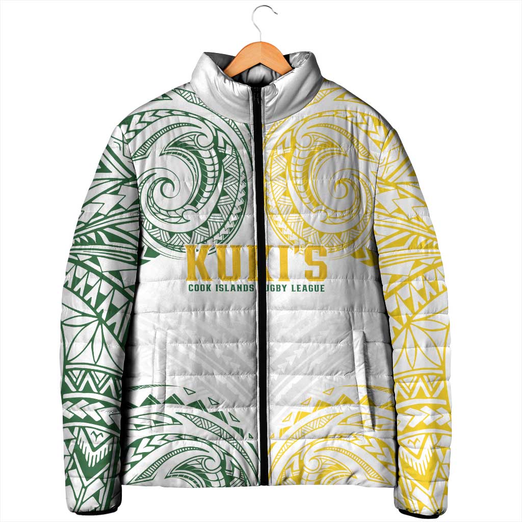World Rugby Cook Islands Padded Jacket White Polynesian Tribal Pattern - Polynesian Pride