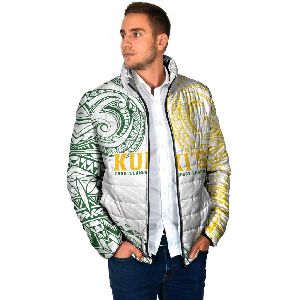 World Rugby Cook Islands Padded Jacket White Polynesian Tribal Pattern - Polynesian Pride