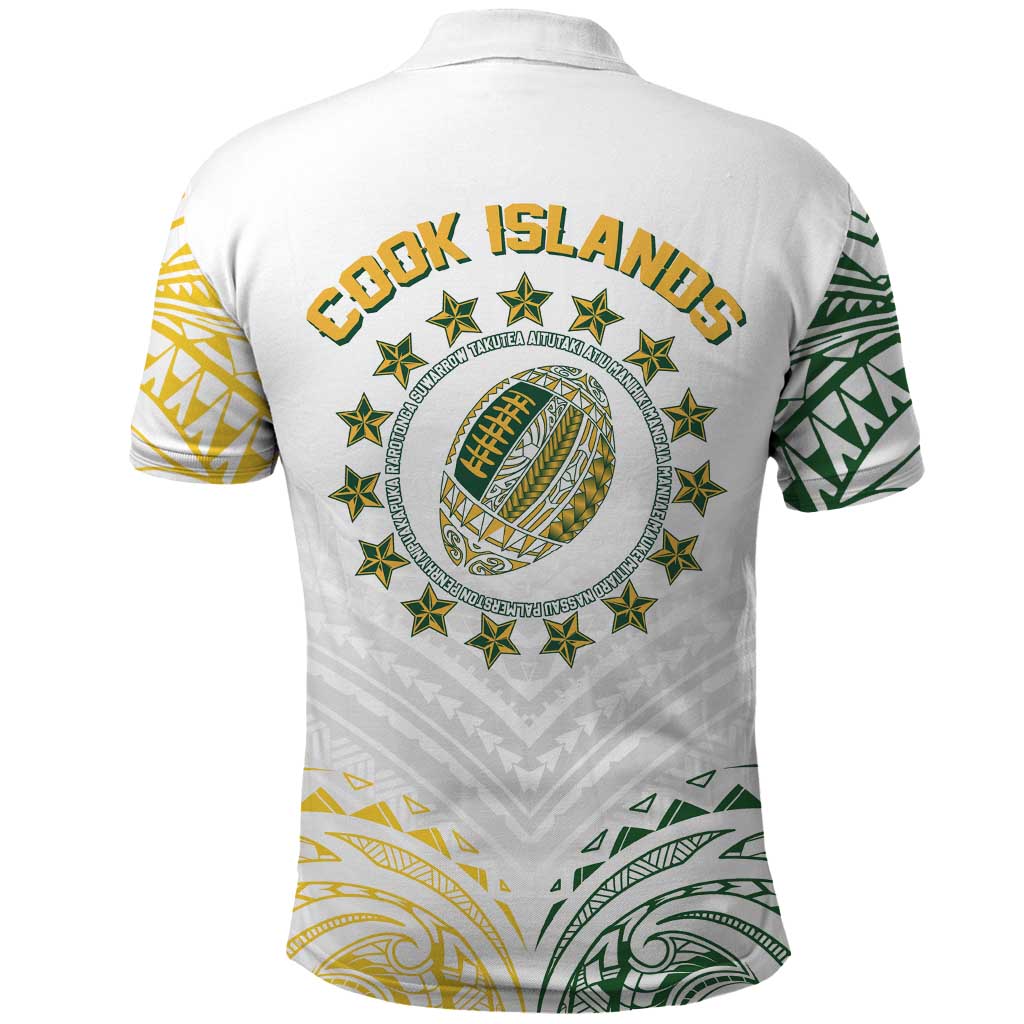 World Rugby Cook Islands Polo Shirt White Polynesian Tribal Pattern - Polynesian Pride