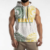 World Rugby Cook Islands Sleeveless Hoodie White Polynesian Tribal Pattern - Polynesian Pride