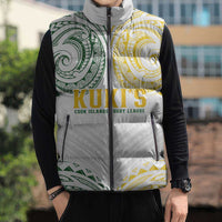 World Rugby Cook Islands Sleeveless Puffer Jacket White Polynesian Tribal Pattern - Polynesian Pride
