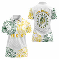 World Rugby Cook Islands Women Polo Shirt White Polynesian Tribal Pattern - Polynesian Pride