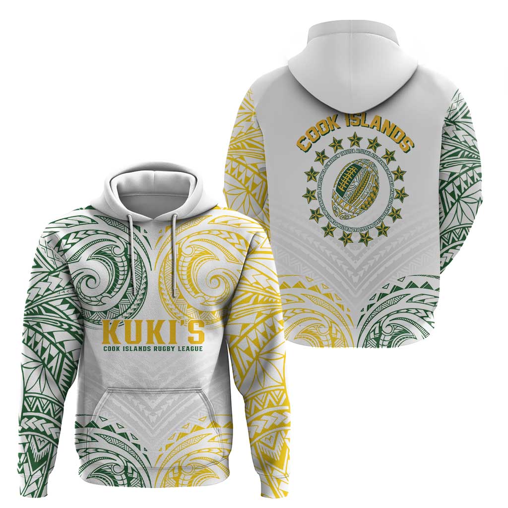 World Rugby Cook Islands Zip Hoodie White Polynesian Tribal Pattern - Polynesian Pride