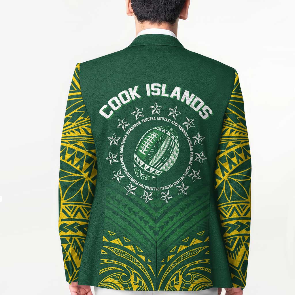 World Rugby Cook Islands Blazer Green Polynesian Tribal Pattern - Polynesian Pride