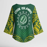 World Rugby Cook Islands Kimono Sleeve Blouse Green Polynesian Tribal Pattern - Polynesian Pride