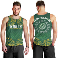 World Rugby Cook Islands Men Tank Top Green Polynesian Tribal Pattern - Polynesian Pride