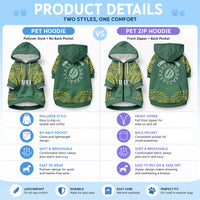 World Rugby Cook Islands Pet Hoodie Green Polynesian Tribal Pattern LT9 - Polynesian Pride