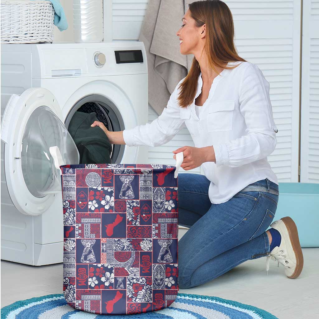 Guam Felis Pasgua Laundry Basket Pacific Patchwork Xmas Vibes - Polynesian Pride