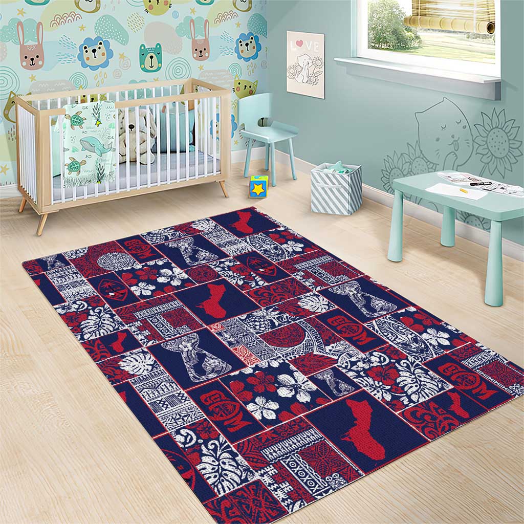 Guam Felis Pasgua Area Rug Pacific Patchwork Xmas Vibes - Polynesian Pride